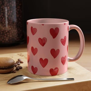 Herz Design Akzent Kaffeetasse - Rosa Geschenk für Valentinstag, süße Barbie Tasse für Freundin, Frau - 11, 15oz, Alive Love Tasse, Romantisch