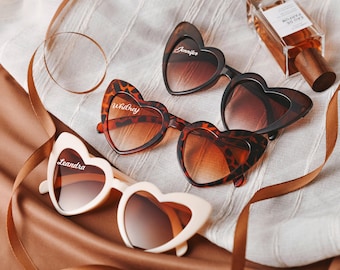 Gafas de sol personalizadas con montura de corazón, regalos para despedidas de soltero y damas de honor