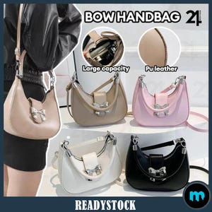 Fashionable Women&#39;s Underarm Bag – Elegant Bow Leather Shoulder & Crossbody Bag