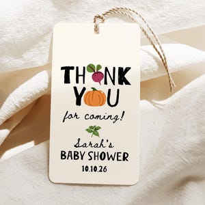 Labels voor bedankje voor boerenmarkt babyshower, afdrukbare lokaal geteelde babyshower bedankkaartjesjabloon, genderneutraal babyshowertags C055