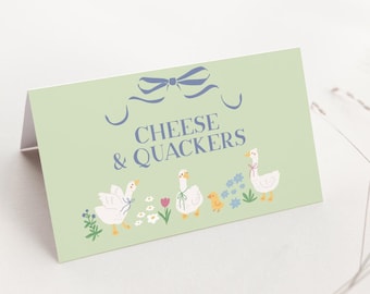 Goose Baby Shower Food Labels, Printable Silly Goose Baby Shower Place Cards, Editable Buffet Labels, Spring Baby Shower Decorations B843