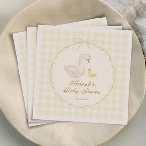 Modello di tovagliolo per baby shower a forma di oca, tovagliolo da cocktail per baby shower stampabile, decorazioni per baby shower neutre per genere, Silly Goose Shower B865