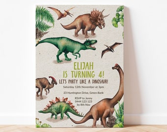 Dinosaur Birthday Invitation, Dinosaur Party Editable Boy Birthday Invite, Printable Dino Invitation Template Jurassic Party 1704