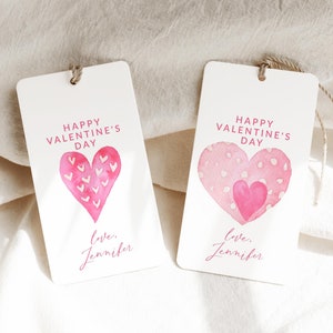 Etichetta di San Valentino, modello di etichetta di San Valentino stampabile, etichette a forma di cuore, etichette per feste stampabili, etichetta minimalista di San Valentino B821