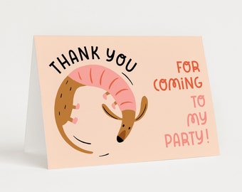 Dachshund Thank You Card Printable Template Girl Birthday Puppy Party Favor Card Folded Editable Thank You Card