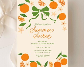 Summer Soiree Party Invitation, Citrus Adult Party Invite Template B931