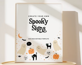 Spooky Birthday Party Sign Template: Halloween Ghost Decor (Digital Download) b141