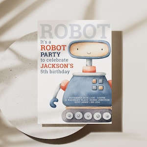 Robot Birthday Invitation, Editable Template Robot Birthday Party ...