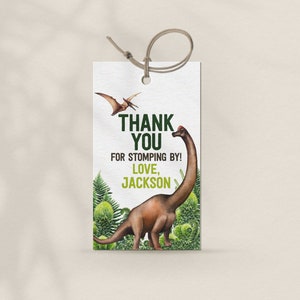 Dinosaur Birthday Tags | Editable Thank You Tags | Dino Favor Tags | Printable Party Tag | Boy Birthday Party Bag Tags Thank You 1703