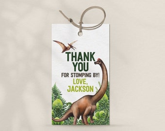 Dinosaur Birthday Tags | Editable Thank You Tags | Dino Favor Tags | Printable Party Tag | Boy Birthday Party Bag Tags Thank You 1703