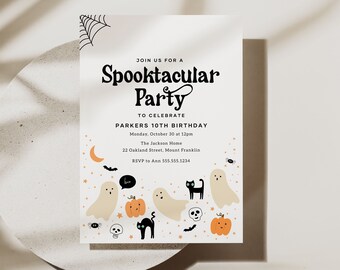 Spooktacular Halloween Birthday Invitation: Ghost Party Invite Template (Digital Download) b141