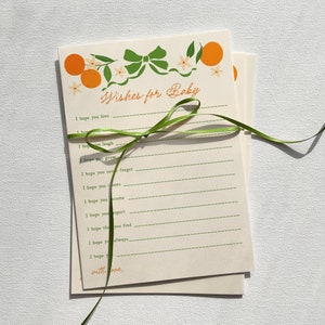 Little Cutie Baby Shower Wünscht Karte, Orange Wünsche für's Baby, Citrus Baby Shower Games, Printable Wünsche für's Baby Template B931