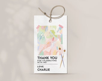 Art Party Favor Tag Template, Printable Painting Party Thank You Tags, Art Birthday Decorations, Editable Arts and Crafts Favor Tags B164