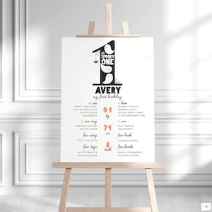 Spooky One Milestone Poster Template, Halloween First Birthday Milestone Board, Printable Cute Ghost About Me Board Editable B101