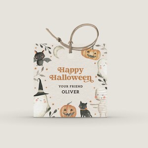 Happy Halloween Tag Template, Editable Spooky Favor Tags, Printable Ghost Party Decorations, Halloween Treat Bag Tags B108
