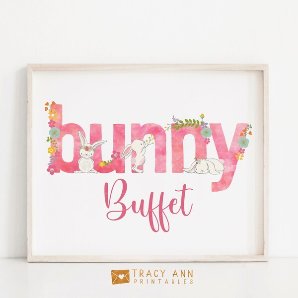 Bunny Buffet Sign | Rabbit Party Sign | Party Food Sign | Bunny Birthday Party Decor | Easter Birthday | Printable Birthday Sign 1516