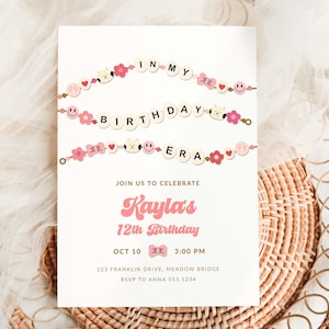 Friendship Bracelet Birthday Party Invite, In My Birthday Era Invitation Template,   B440