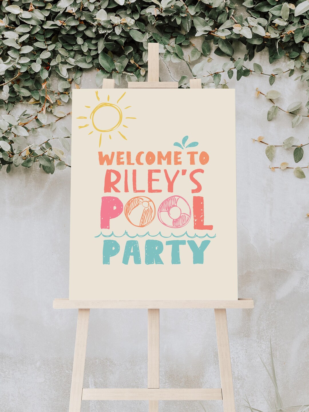 Pool Party Welcome Sign, Hand Drawn Summer Party Welcome Poster B761 - Etsy