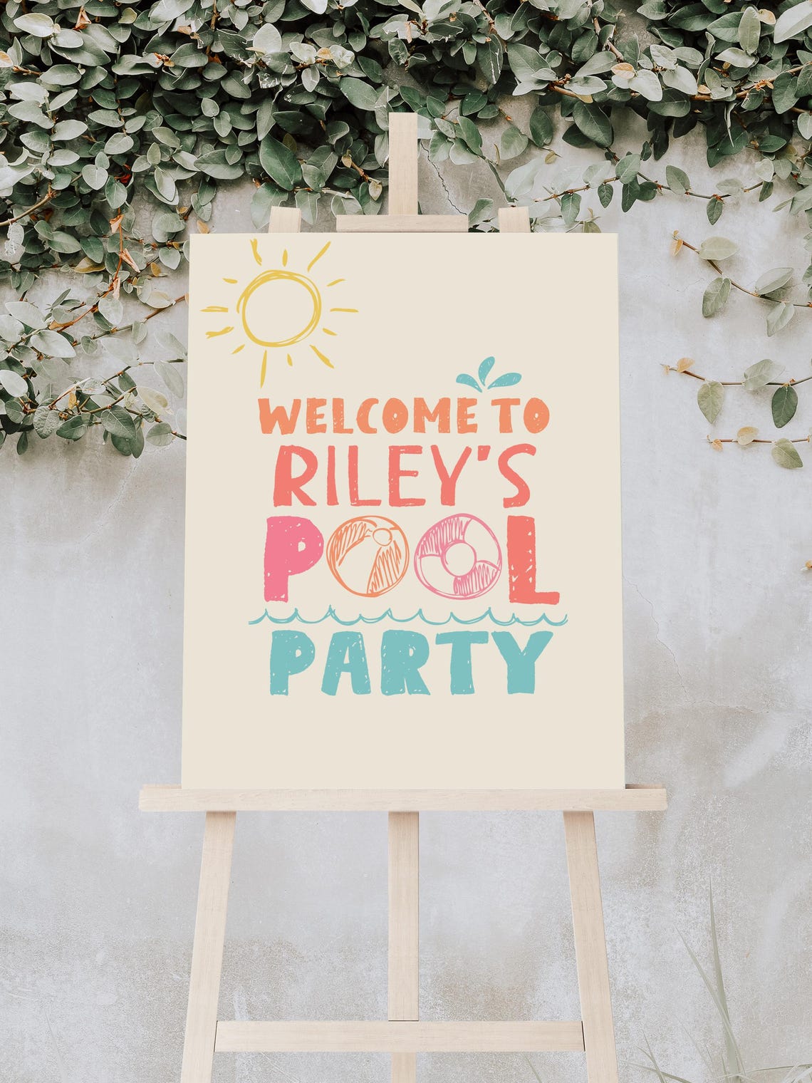 Pool Party Welcome Sign, Hand Drawn Summer Party Welcome Poster B761 ...