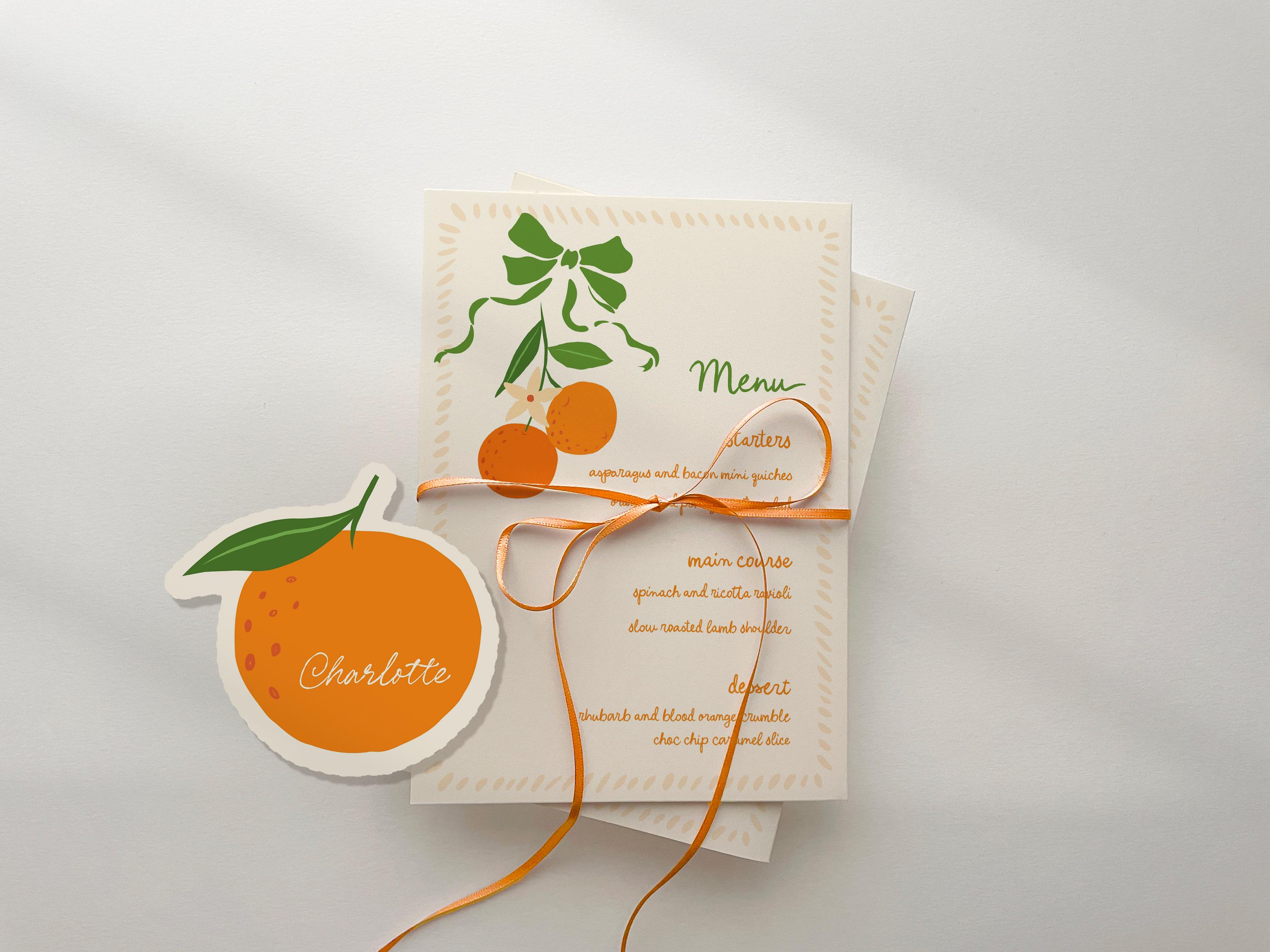 Citrus Menu Template, Little Cutie Shower Menu and Place Card, Summer Menu Editable Template, Brunch Menu, Clementine Shower Decor B931