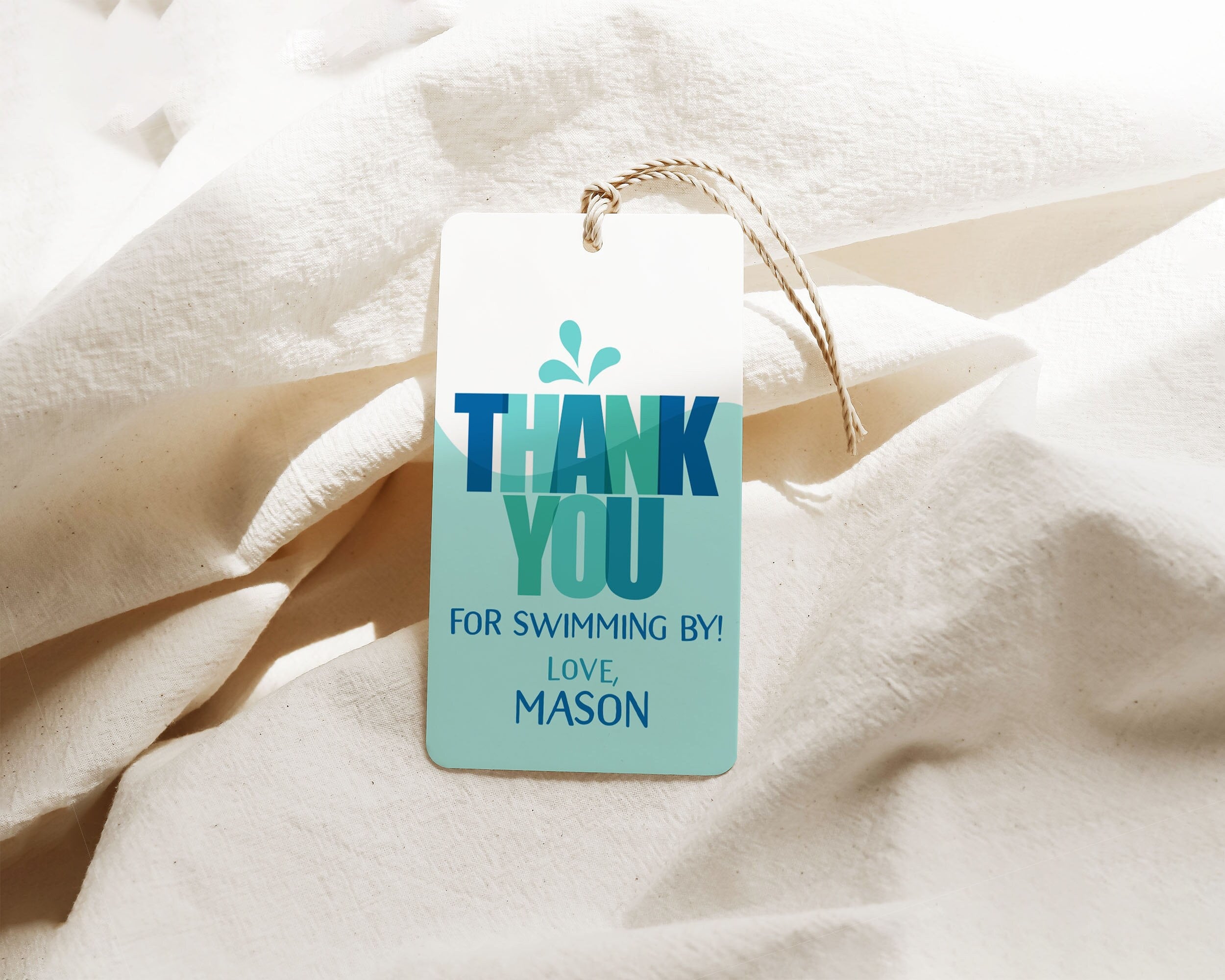 Pool Party Favor Tags, Swimming Birthday Party Thank You Tag Template, Boy Birthday Favors, Printable Pool Party Tags Minimalist B345