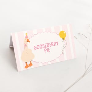 Silly Goose Birthday Food Tents, Girl Birthday Party Decor, One SIlly Goose Food Label Template, Printable Place Cards, Buffet Labels B879