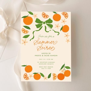 Sommer Soiree Einladung Sommerparty einladen, Citrus Party Einladung Vorlage für Erwachsene, Orange Party Evite, Haus-Party Einladung B931
