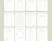 Goose Baby Shower Game Bundle, Sage Green Gingham Baby Shower Games Set, Gender Neutral Baby Shower Decorations Printable B868