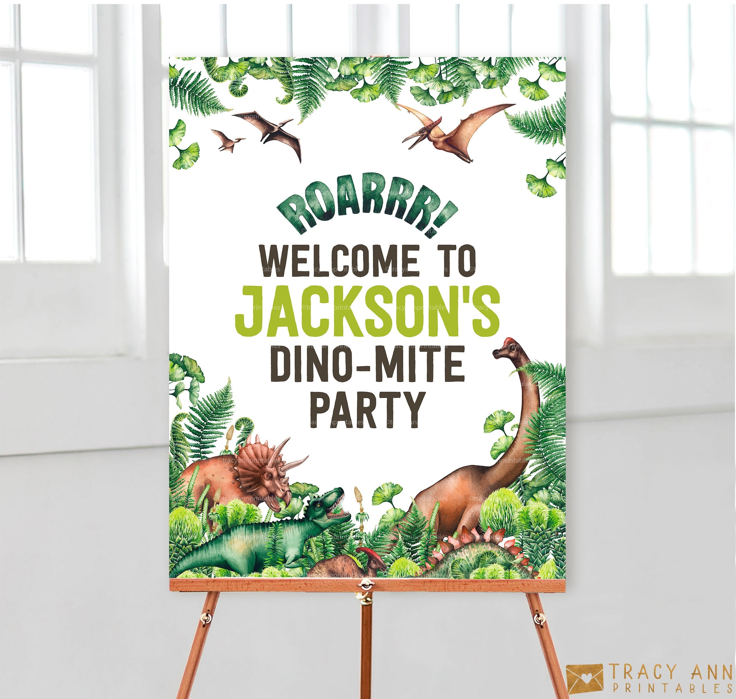 Dinosaur Birthday Party Sign Template Editable (Instant Download