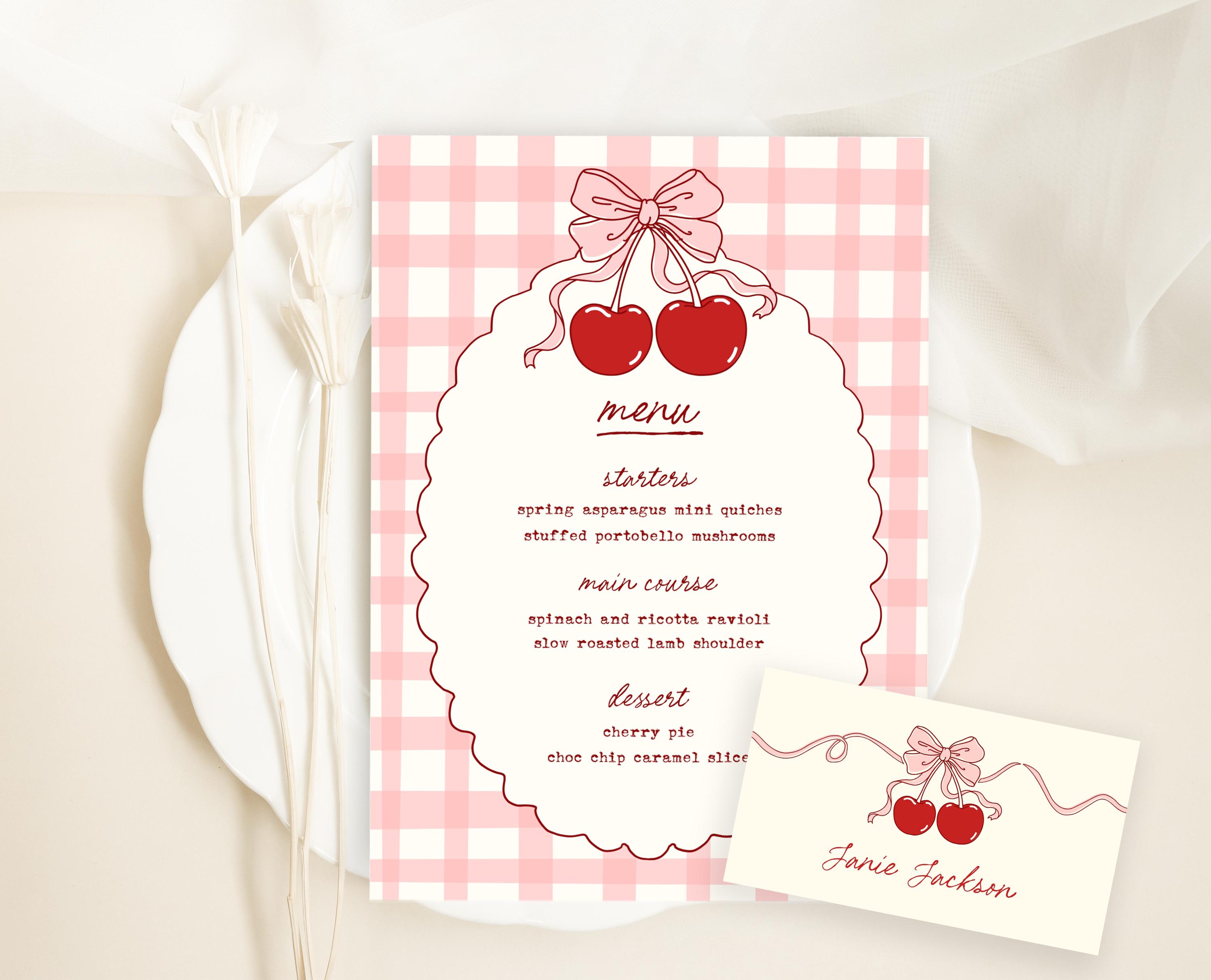 Cherry Menu Template, Printable Cherry Brunch Menu B902 B903 - Etsy