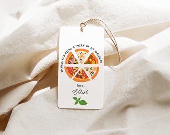 Etiquetas para Festa de Pizza, Etiqueta de Agradecimento para Festa de Aniversário com Tema de Pizza para Imprimir, Modelo Editável de Etiqueta para Lembrancinha de Festa de Aniversário com Tema de Pizza, Decorações para Festa Infantil B825