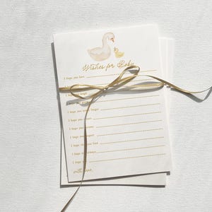 Ganswensen voor babykaart, kaartsjabloon babyshowerwensen, afdrukbaar babyshowerspel, decor moeder- en babygansdouche B865