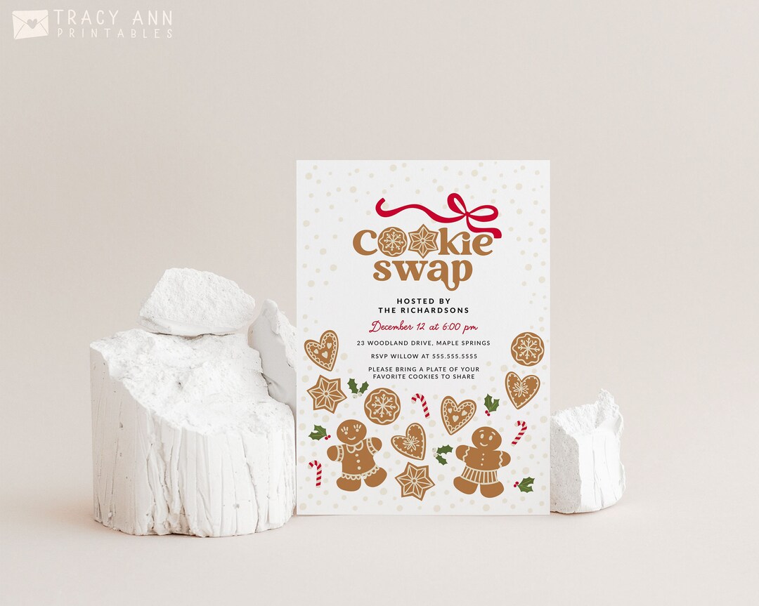 Cookie Swap Invitation Template Printable Christmas Party Etsy