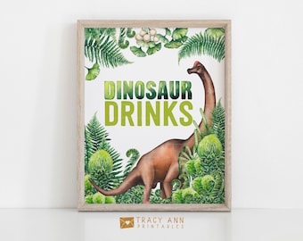 Dinosaur Party sign | Boy Birthday Decor | Dinosaur Drinks Sign Instant download Birthday Printable 8" x 10" sign Dino Birthday Decor 1703