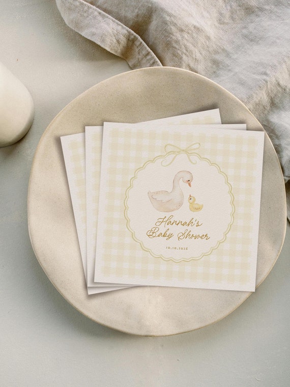 Goose Baby Shower Napkin Template, Printable Baby Shower Cocktail Napkin, Gender Neutral Baby Shower Decorations, Silly Goose Shower B865