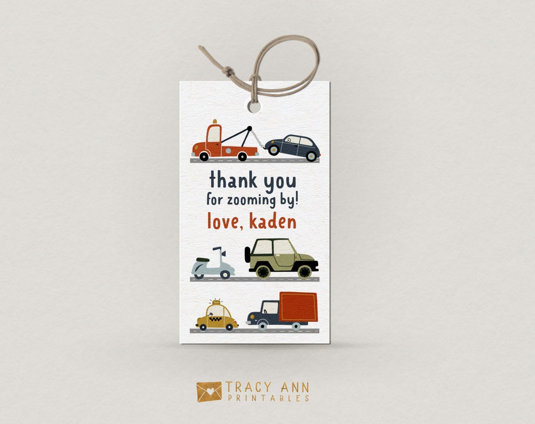 Car Birthday Thank You Tags Trucks Thank You Tag Template Cars Party ...