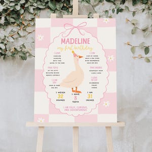 Affiche d'étape importante One Silly Goose, modèle de carte d'étape étape fille 1er anniversaire, premier anniversaire de l'oie lunatique souvenir conseil d'administration B834