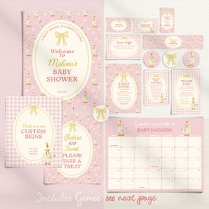 Goose Baby Shower Invitation and Decorations, Editable Silly Goose Themed Baby Shower Invite and Favors Bundle, Editable Templates C037