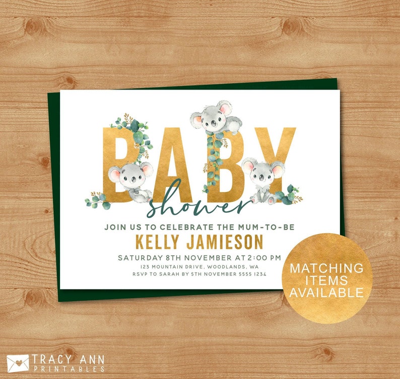 Koala Baby Shower Invitation Australian Bush Shower Invite Etsy Koala Baby Shower Invitation Australian Bush Shower Invite Etsy