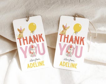 Dog Birthday Tags, Printable Puppy Party Thank You Tag Template B924