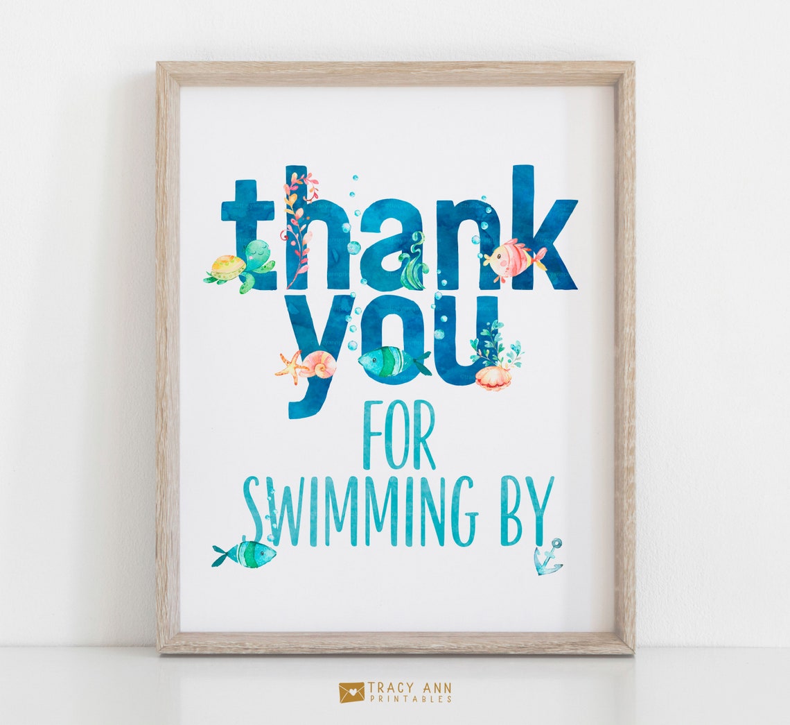 Thank You Sign Birthday Sign Swim Party Pool Party Decor - Etsy
