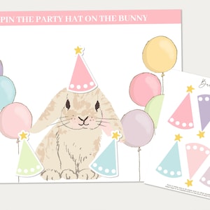 Pin the Hat on the Bunny Party Game, Printable Kids Birthday Game ...
