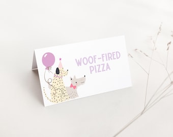Puppy Party Food Labels, Dog Birthday Food Tents, Printable Girl 2nd Birthday Party Decorations, Pawty Place Cards, Buffet Label B936