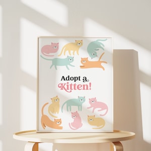 Adopt a Kitten Party Game, Pastel Adopt a Cat Girl Birthday Printables ...