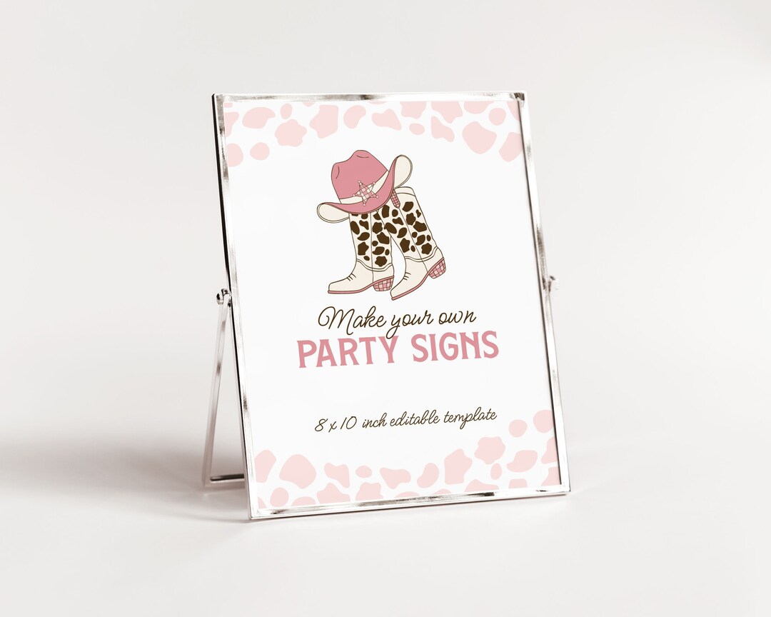 Cowgirl Birthday Signs, Printable Rodeo Party Sign Template ...
