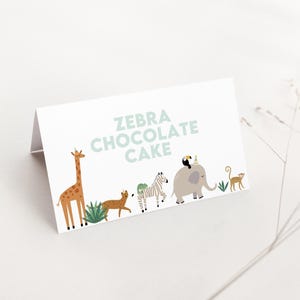Safari Birthday Food Labels, Wild One Food Tents, Printable Place Cards, Boy 1st Birthday Buffet Label Template, Zoo Birthday Decor  B396
