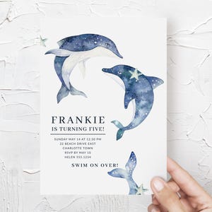 Dolphin Birthday Invitation, Under the Sea Birthday Invitation Template, Instant Download Editable Invite 8141