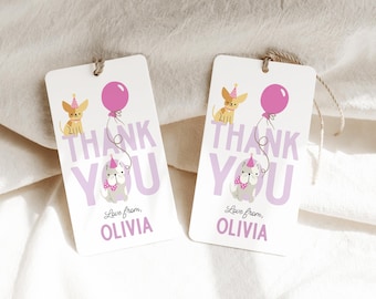 Dog Birthday Favor Tags, Puppy Party Thank You Tag Template B936