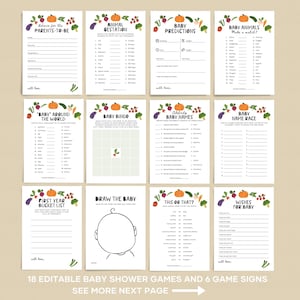 Farmers Market Baby Shower Games, Printable Locally Grown Baby Shower Game Set, Editable Gender Neutral Baby Shower Game Bundle C055
