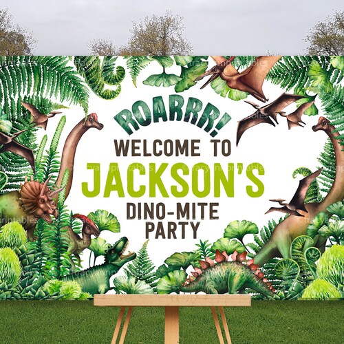 Dinosaur Welcome Birthday Sign, Prehistoric Birthday Decor,  Welcome Party Sign, Dino Birthday | Printable Sign | 1703